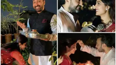 Photo of करवा चैथ पे कैमरा देख छलनी से मुंह छिपाते दिखे राज कुंद्रा
