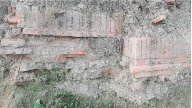 Photo of करनाल: दशाश्वमेध तीर्थ पर खोदाई के दौरान मिली प्राचीन ईंटों की दीवार