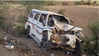 Photo of मध्य प्रदेश: पटेरा में बेकाबू बोलेरो सड़क किनारे पेड़ से टकराई