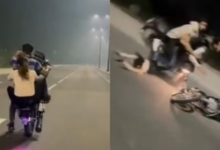 Photo of रील बनाने के लिए जान से खिलवाड़, स्टंट करते समय बाइक से गिरे लड़का-लड़की 