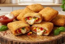 Photo of बिना ओवन और मैदा के घर पर इस आसान रेसिपी से बनाएं बाजार जैसा चीजी ब्रेड पिज्जा पॉकेट